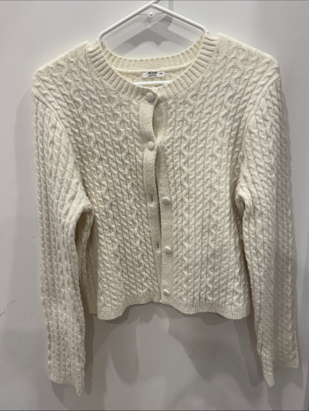 Ardene Cream Cable-Knit Button Cardigan
